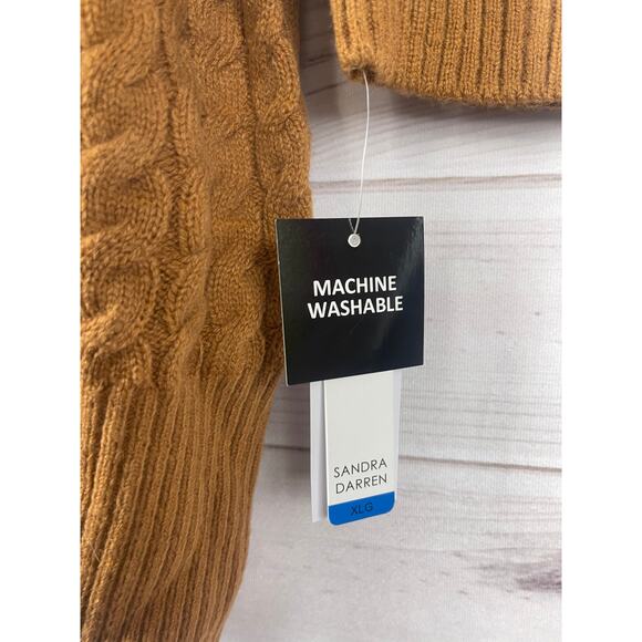 Sandra Darren Sweater Dress Women XL Brown Acrylic Textured Cable Knit Crew Neck - Picture 4 of 8